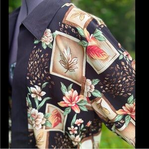 Floral Print Open Cardigan with Leaf Motif